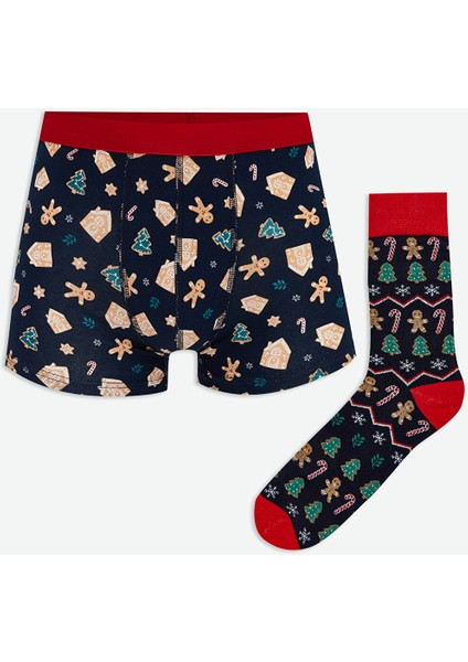 Yeni Sezon Yılbaşı Temalı Erkek Boxer ve Çorap