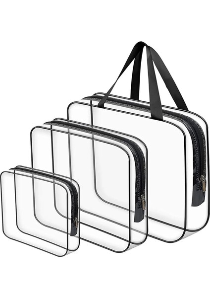 Bybaby Tatil, Plaj, Kozmetik, Makyaj Bakım Çantası Seti, Şeffaf Su Geçirmez, 3 Adet Organizatör Çanta (1 x 3 Adet)