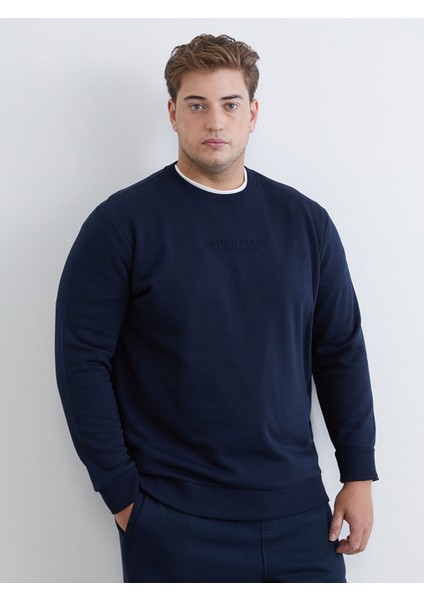 Yeni Sezon Bisiklet Yaka Baskılı Erkek Sweatshirt