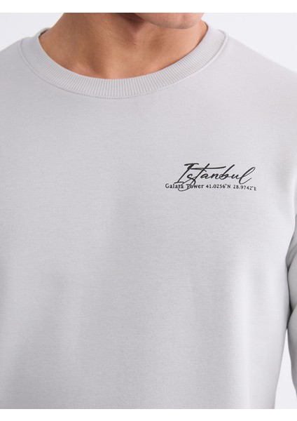 Yeni Sezon Bisiklet Yaka Baskılı Erkek Sweatshirt modelleri