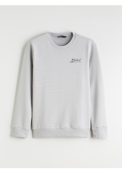 Yeni Sezon Bisiklet Yaka Baskılı Erkek Sweatshirt indirimleri
