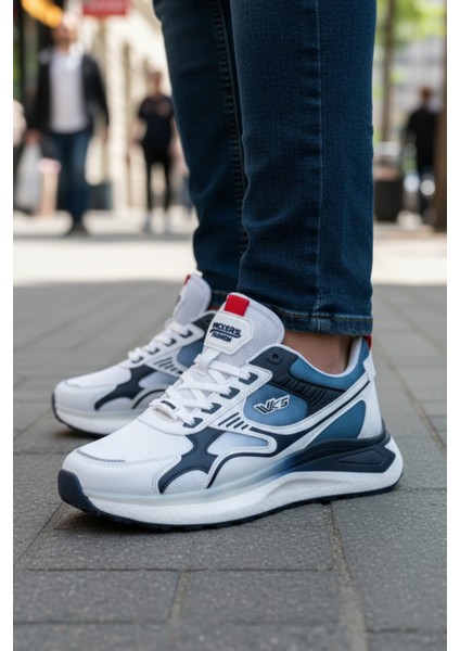 Erkek Yürüyüş Ayakkabısı Siyah Kırmızı Hafif Ortopedik Spor Sneaker