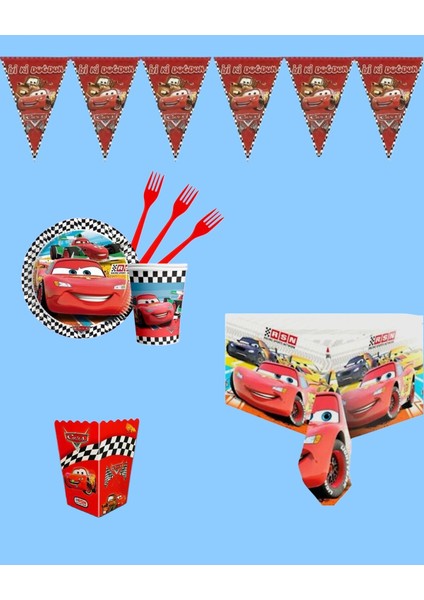 Cars Temalı Doğum Günü Parti Seti - Erkek Çocuklara Özel Parti Süsleme Malzemeleri 32 Kişilik