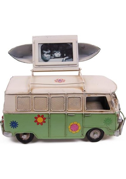 Dekoratif Metal Minibüs Çerçeveli ve Kumbaralı Hediyelik (3098) (770770)
