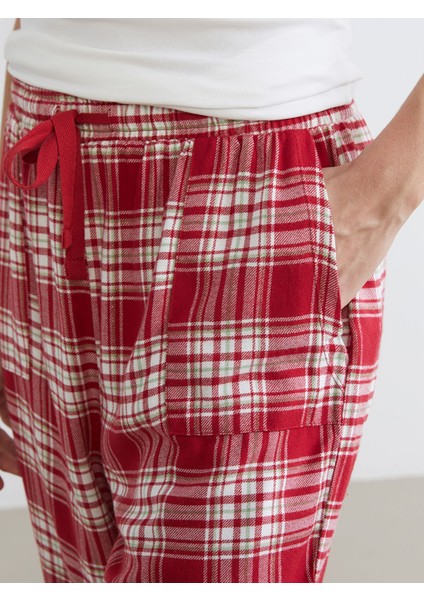 Yeni Sezon Beli Lastikli Ekose Kadın Pijama Altı modelleri