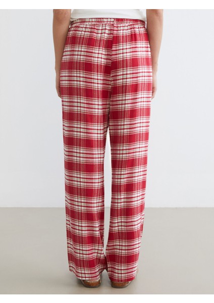 Yeni Sezon Beli Lastikli Ekose Kadın Pijama Altı fırsatları