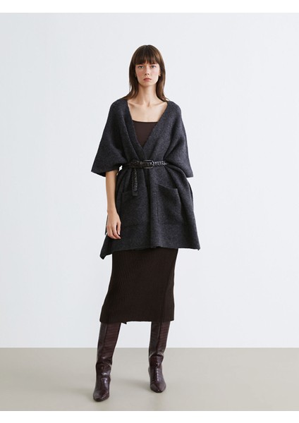 Yeni Sezon Şal Yaka Oversize Kadın Triko Panço fiyatları