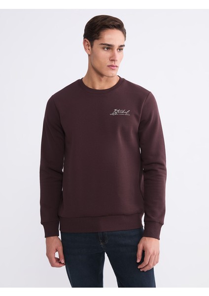 Yeni Sezon Bisiklet Yaka Baskılı Erkek Sweatshirt