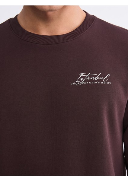 Yeni Sezon Bisiklet Yaka Baskılı Erkek Sweatshirt modelleri