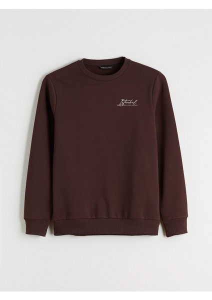 Yeni Sezon Bisiklet Yaka Baskılı Erkek Sweatshirt indirimleri