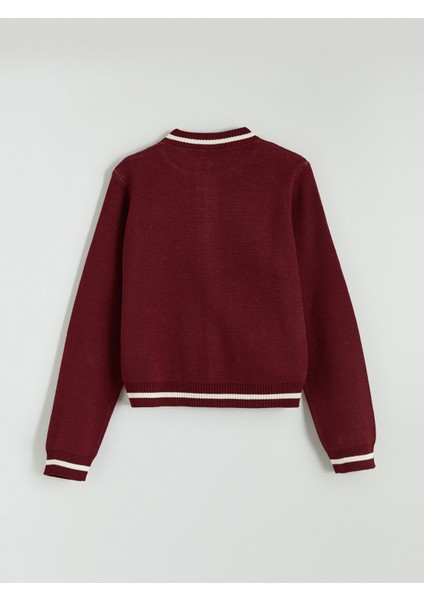 Yeni Sezon Bisiklet Yaka Milano Desenli Kız Çocuk Triko Hırka modelleri