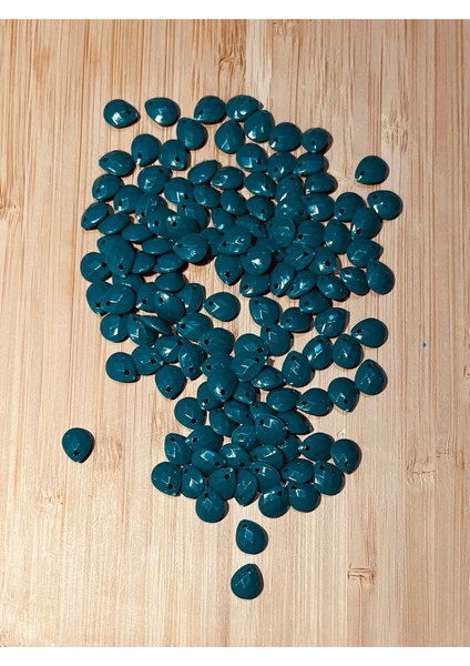 Petrol Mavisi Oya, Abiye, Takı, Örgü El Işleme Plastik Gözyaşı Damla Boncuk. 25GR. Tahmini 195 Adet.