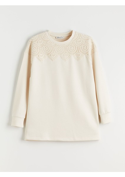 Yeni Sezon Kroşe Detaylı Kadın Sweatshirt Tunik indirimleri