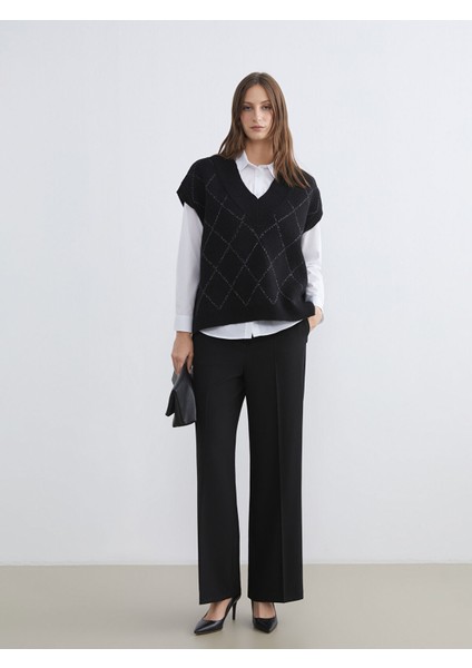 Yeni Sezon Baklava Desenli Oversize Kadın Triko Süveter fiyatları