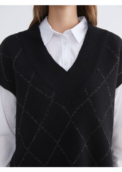 Yeni Sezon Baklava Desenli Oversize Kadın Triko Süveter modelleri