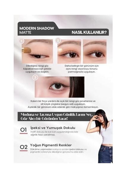 Mıssha Yumuşak Dokulu, Dökülme Yapmayan Mat Tekli Göz Farı Modern Shadow Matte (106 Forever Peach) fiyatları