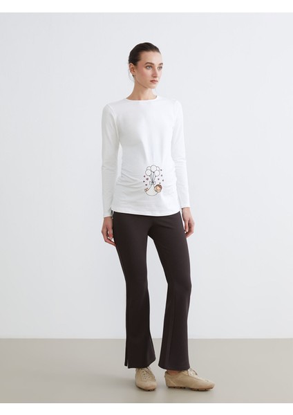 Yeni Sezon Bisiklet Yaka Baskılı Kadın Tişört fiyatları