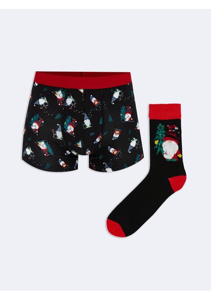 Yeni Sezon Yılbaşı Temalı Erkek Boxer ve Çorap