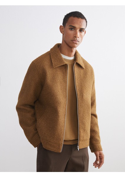 Yeni Sezon Standart Kalıp Gömlek Yaka Erkek Kaşe Mont