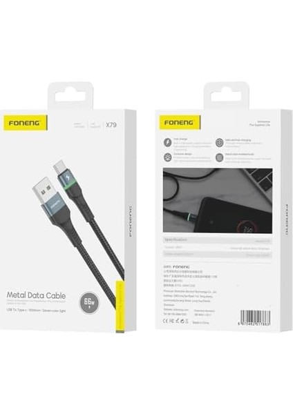 X79 66W USB To Type-C LED Işıklı Şarj ve Kablosu Ip Örgülü modelleri