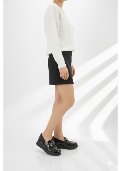 Kadın Hakiki Deri Ortopedik Kalın Taban Rugan Loafer Günlük Ayakkabı NH23/LF1072