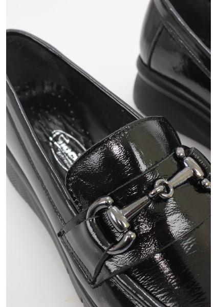 Kadın Hakiki Deri Ortopedik Kalın Taban Rugan Loafer Günlük Ayakkabı NH23/LF1072