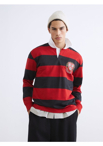 Yeni Sezon Polo Yaka Harvard Baskılı Erkek Sweatshirt