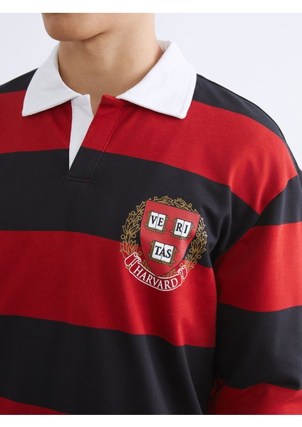 Yeni Sezon Polo Yaka Harvard Baskılı Erkek Sweatshirt modelleri