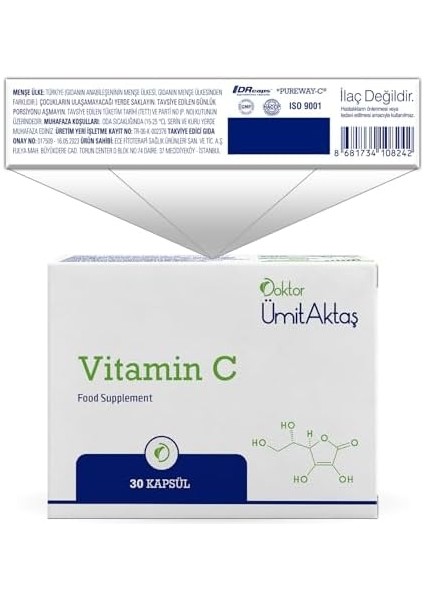 Dr. Ümit Aktaş Vitamin C - 30 Bitkisel Kapsül fiyatları