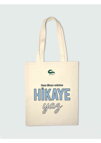 Hikaye Yaz %100 Pamuk Baskılı Bez Çanta 35 x 40