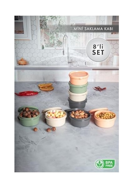 Çok Amaçlı 8'li Mini Saklama Kapları 0.28 Lt.x 8 Adet modelleri