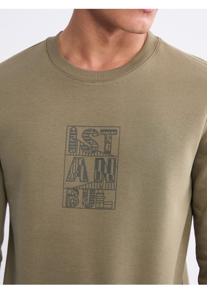 Yeni Sezon Bisiklet Yaka Baskılı Erkek Sweatshirt modelleri