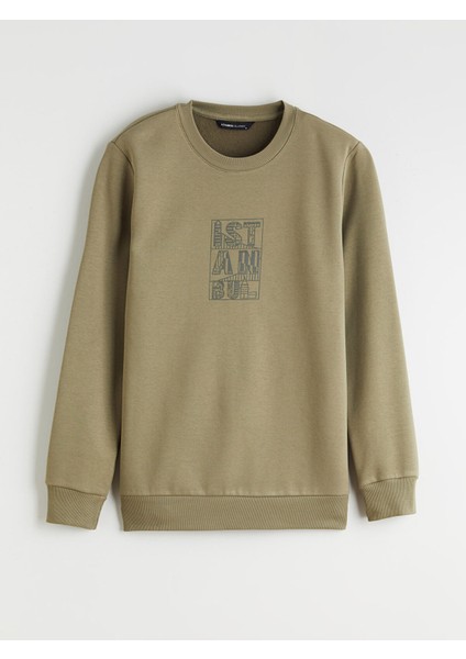 Yeni Sezon Bisiklet Yaka Baskılı Erkek Sweatshirt indirimleri