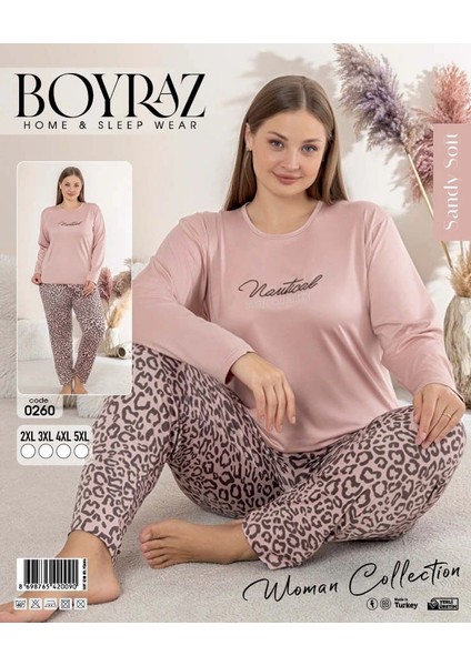 Boyraz 0260 Kadın Sandy Battal Uzun Kol Pijama Takımı