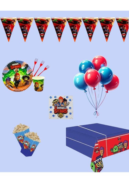 Brawl Stars Doğum Günü Parti Seti - Erkek Çocuk Doğum Günü Süsleri 32 Kişilik