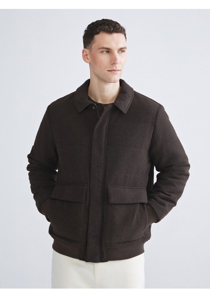Yeni Sezon Standart Kalıp Gömlek Yaka Kaşe Erkek Mont