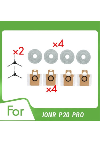 Jonr P20 Pro Otomatik Boşaltma Robot Süpürge Için 10 Adet Yan Fırça Bez Toz Torbası (Yurt Dışından)