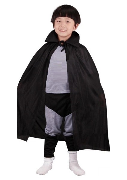 Siyah Renk Yakalı Çocuk Pelerin 90 cm (4172)