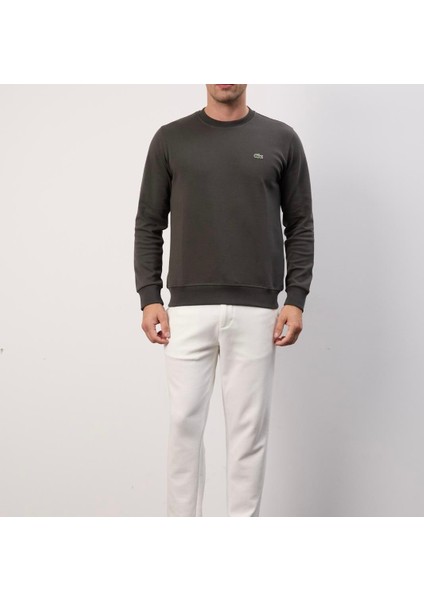 Bisiklet Yaka Regular Fit Haki Uzun Kol fiyatları