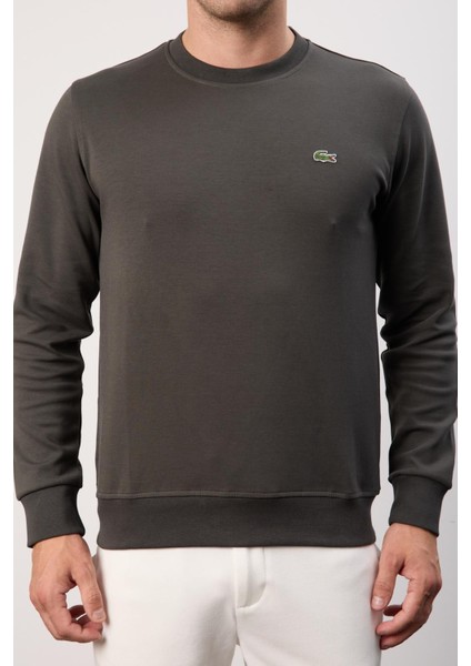 Bisiklet Yaka Regular Fit Haki Uzun Kol fırsatları