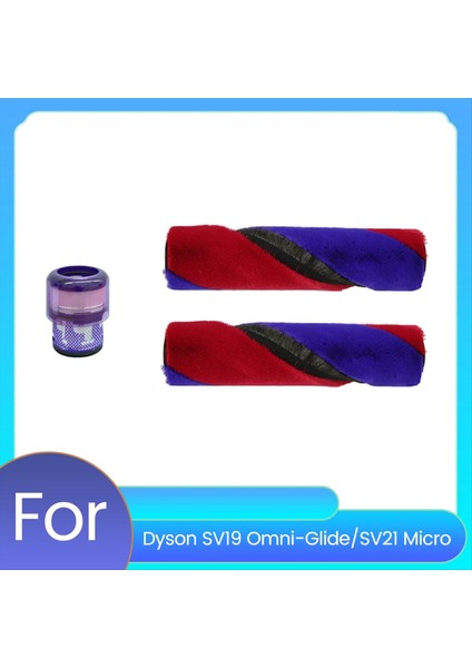 Dyson SV19 OMNI-GLIDE/SV21 Mikro Süpürge Için 2 Adet Ana Fırça Çift Silindir Fırça Yumuşak Kadife Silindir Fırça + SV19 Filtre (Yurt Dışından)