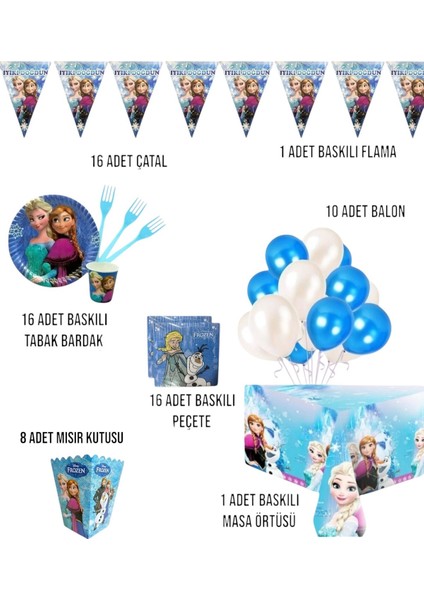 Frozen Elsa Doğum Günü Parti Seti - Kız Çocuk Doğum Günü Süsleri 16 Kişilik fiyatları