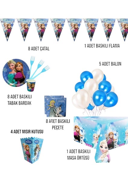 Frozen Elsa Doğum Günü Parti Seti - Kız Çocuk Doğum Günü Süsleri 8 Kişilik fiyatları