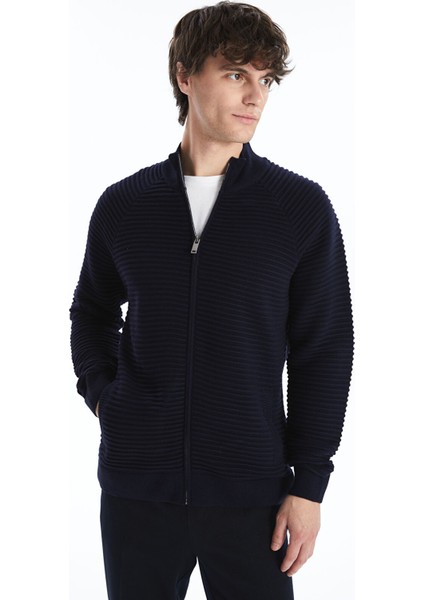 Yeni Sezon Standart Kalıp Dik Yaka Erkek Triko Hırka