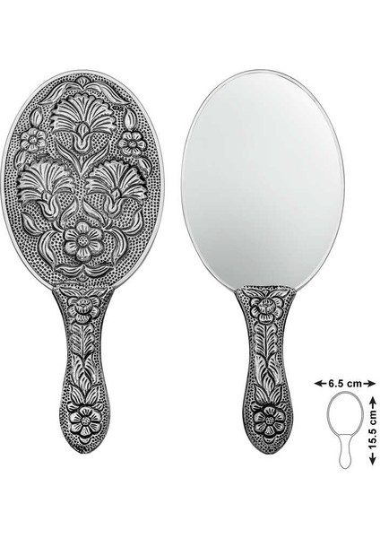 925 Ayar Gümüş Karanfil Motifli El Aynası T8634 (770770)