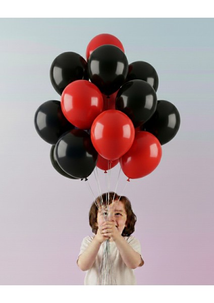 12INC Büyük Boy Kırmızı Siyah Renk Balon Yüksek Kalite 20 Adet - Doğum Günü Parti Süsü fiyatları