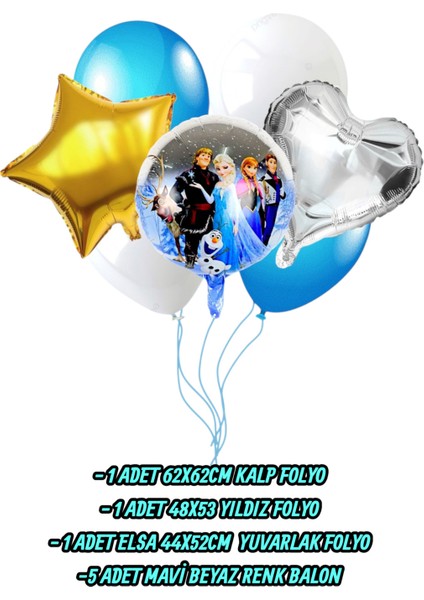 Frozen Elsa Yuvarlak Folyo Balon Seti - Kalp ve Yıldız Doğum Günü Parti Seti fiyatları