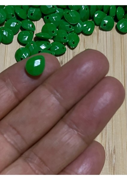 Yeşil Renk Oya, Abiye, Takı, Örgü El Işleme Plastik Gözyaşı Damla Boncuk. 25GR. Tahmini 195 Adet. fiyatları