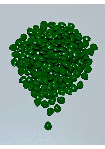 Yeşil Renk Oya, Abiye, Takı, Örgü El Işleme Plastik Gözyaşı Damla Boncuk. 25GR. Tahmini 195 Adet. modelleri