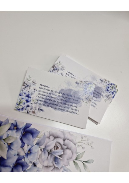 Sipariş Defteri Mavi Ortanca Çiçekli 50 Yp ve 30 Not Kartı Seti fiyatları